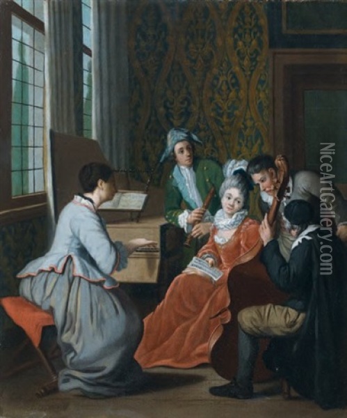 Le Concert Dans Un Salon Oil Painting - Jan Josef Horemans the Elder