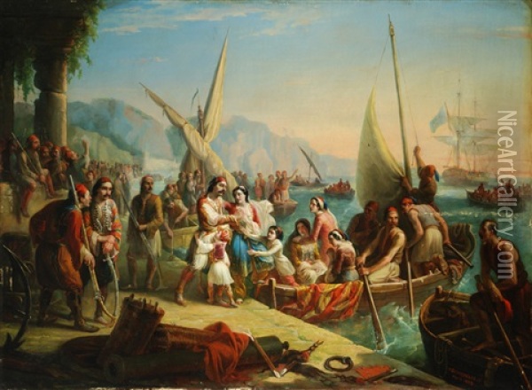 Barca Di Fuggitivi Greci Oil Painting - Vincenzo Giacomelli