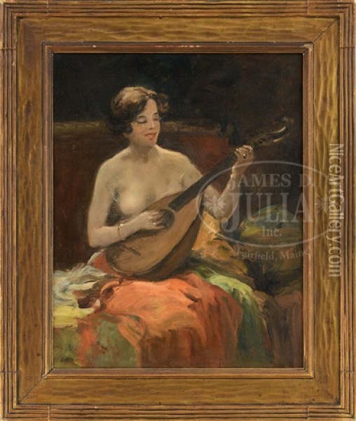 Lute Player Oil Painting - Charles Paul Gruppe