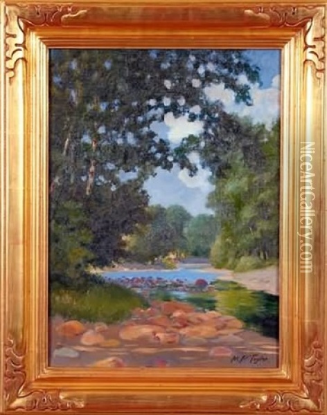 On The Cuttalossa, River Landscape Oil Painting - Mary Smith Perkins Taylor