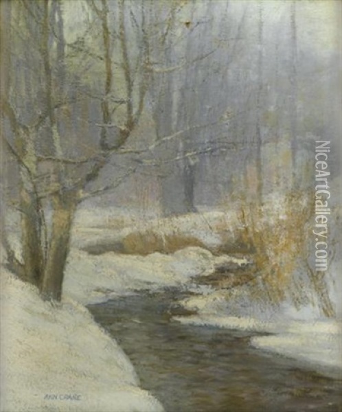 River In Winter Oil Painting - Ann Crane