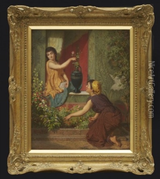 Kvinna I Fonster Med Amfora Oil Painting - Otto Donner von Richter