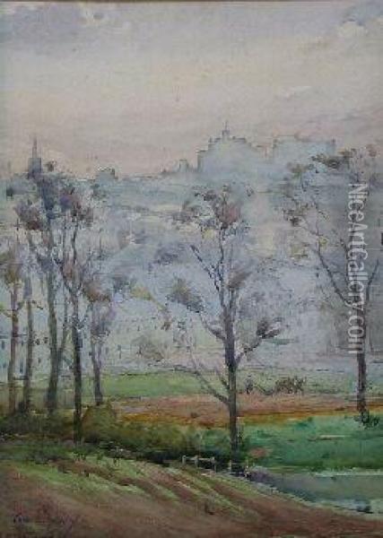 Panoramic View Of Edinburgh Oil Painting - Andrew Archer Gamley