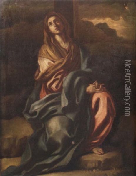 Mary At The Foot Of The Cross Oil Painting - Leonardo Olivieri