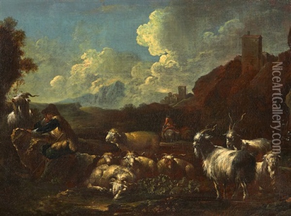 Pastorale Szene Oil Painting - Johann Heinrich Roos