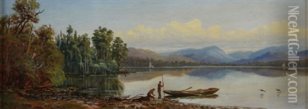 Catlin's Lake Oil Painting - Charles Blomfield