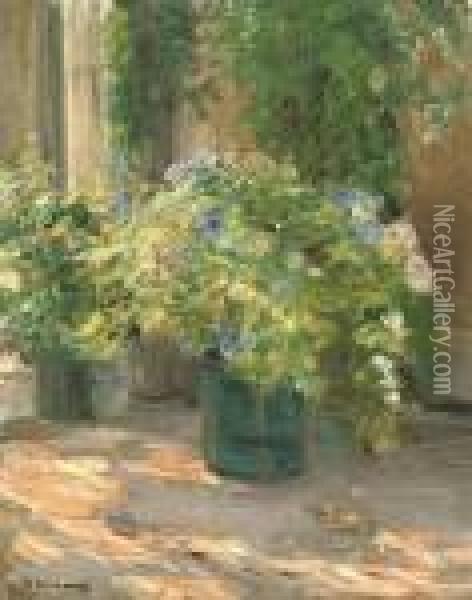 Blumentopfe Vor Dem Haus Oil Painting - Max Liebermann