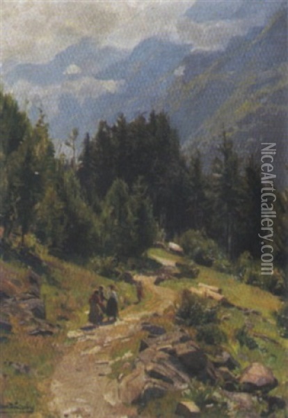 Spaziergang In Den Dolomiten, Tirol Oil Painting - Konrad Ludwig Lessing