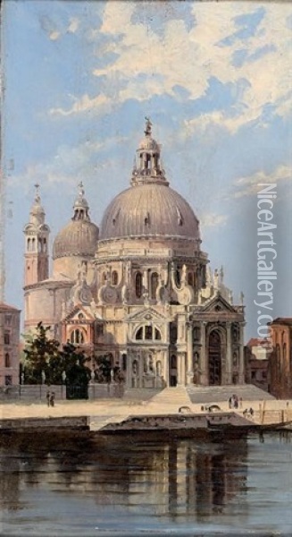 L'eglise De La Salute A Venise, Et Le Palazzo Dario De Venise (2 Works) Oil Painting - Antonietta Brandeis