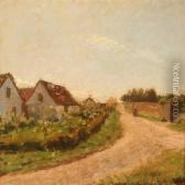 A Village Road Oil Painting - Julius Paulsen