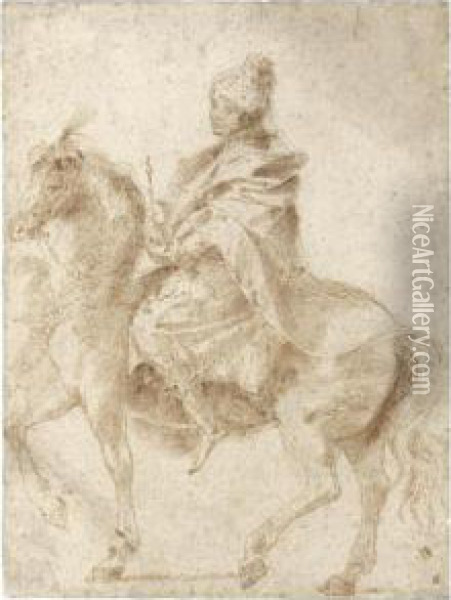 An Oriental King On A Horse Oil Painting - Donato Creti