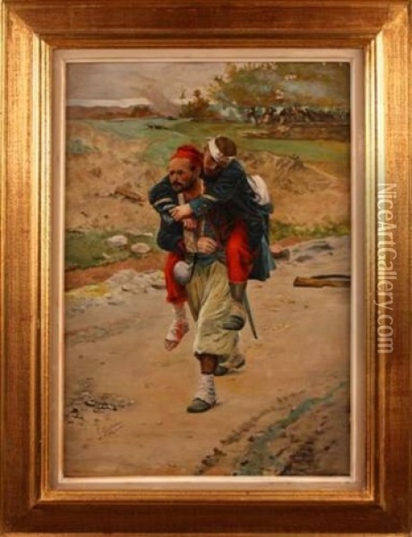 Freres D'arme Oil Painting - Paul (Louis Narcisse) Grolleron