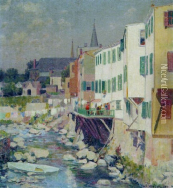 River Town Oil Painting - Luther Emerson Van Gorder