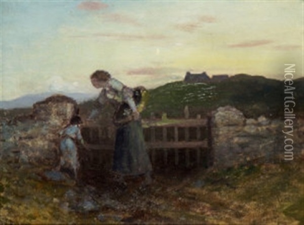 Returning Home At Dusk Oil Painting - George Russell