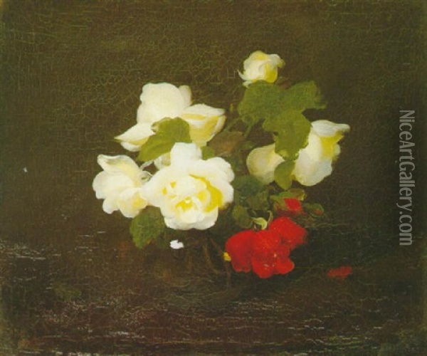 Yellow And Red Roses Oil Painting - Stuart James Park