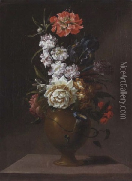 Blumenstilleben Mit Iris Und Nelken Oil Painting - Henriette Gertrude Knip