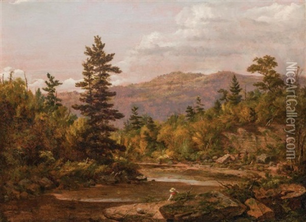View From Schoharie Kill Oil Painting - Sanford Robinson Gifford
