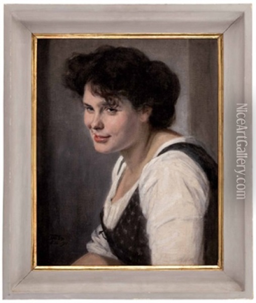 Junge Frau In Tracht Oil Painting - Ernst Stoehr