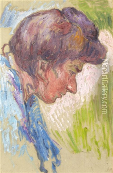 Femme Au Chignon Oil Painting - Jean Peske