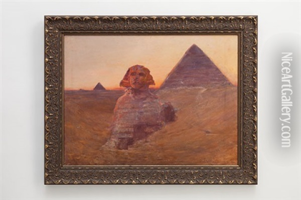 Die Sphinx Von Gizeh Im Morgenrot Oil Painting - Otto Pilny
