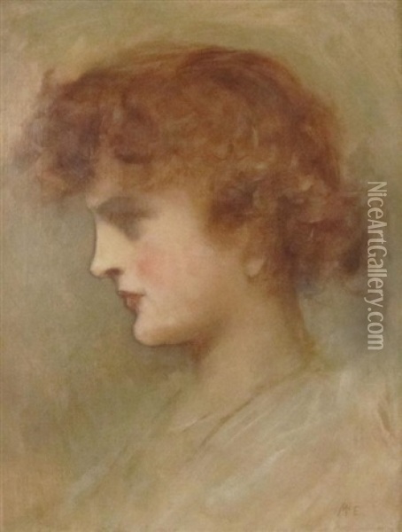 Head Of A Young Woman Oil Painting - Arthur Ambrose McEvoy