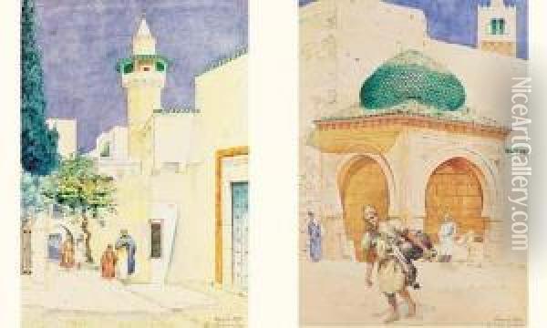 La Medina De Tunis Oil Painting - Gustave Fr. Raoul Quenioux