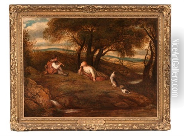 The Piper Oil Painting - John Linnell