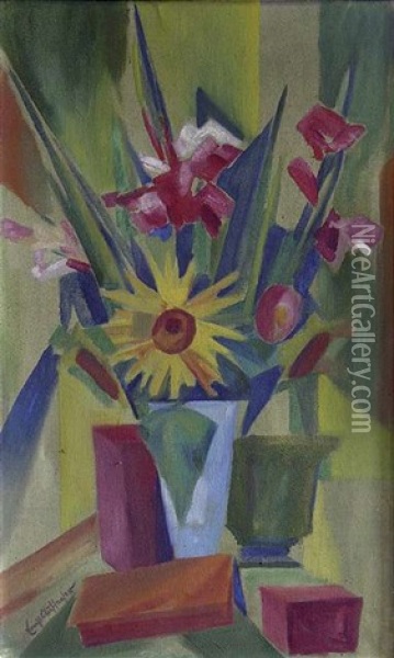 Blumenstillleben Mit Gladiolen Oil Painting - Ernst Aufeeser