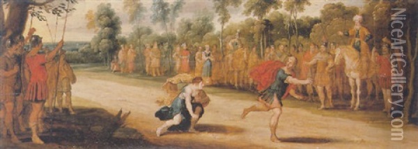 The Race Of Atalanta And Hippomones Oil Painting - Hans Jordaens III