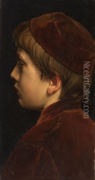 Portrait Of A Youth Oil Painting - Josef Hendrik Hubert Lies