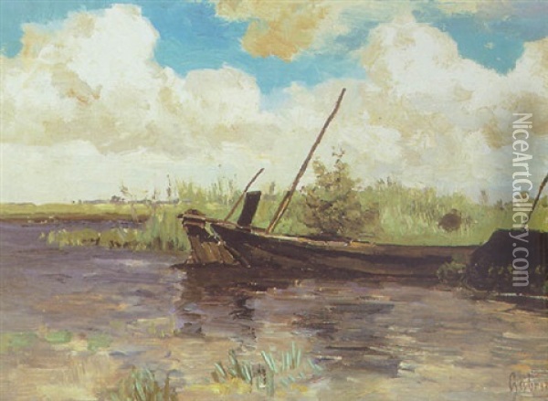 The Polder Near Kortenhoef Oil Painting - Paul Joseph Constantin Gabriel