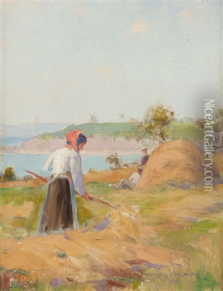 Haymaking, Brittany Oil Painting - Farquhar McGillivray Strachen Knowles