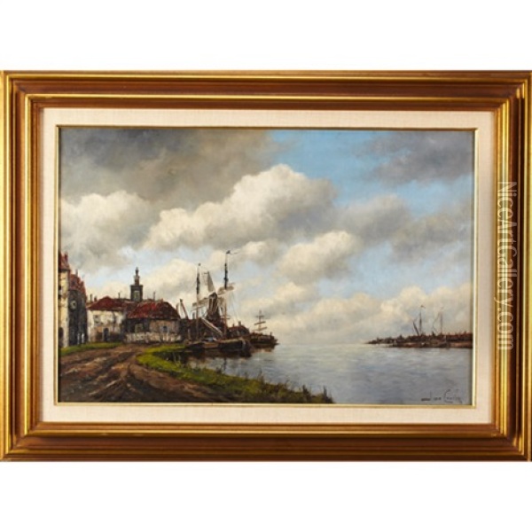Harbour Scene Oil Painting - Hermanus Koekkoek the Younger