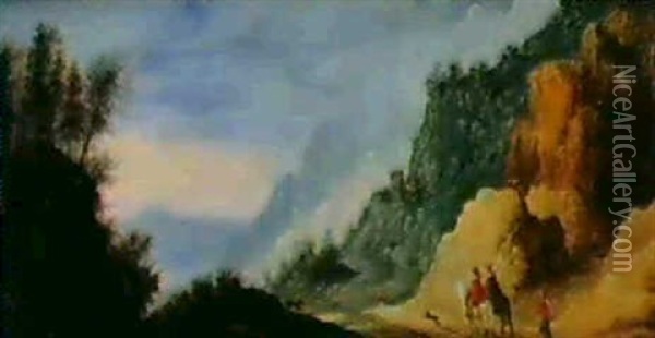Paysage Montagneux Avec Cavaliers Oil Painting - Joos de Momper the Younger