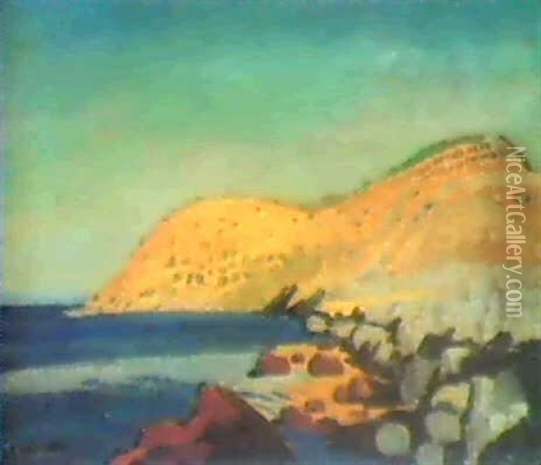 Coast At Collioure Oil Painting - Derwent Lees