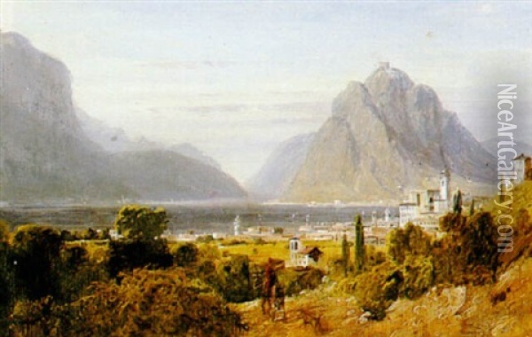 Lugano With Monte San Salvatore Oil Painting - William Linton
