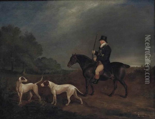 Sir Thomas Gooch, 4eme Baronnet (1745-1826), Sur Son Cheval Avec Deux Chiens Oil Painting - Edwin (Sir) Cooper
