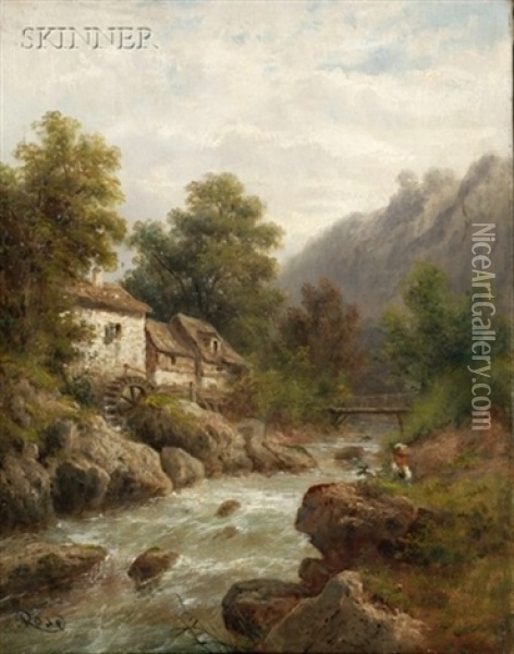 Mill's Mountain River Oil Painting - Julius Karl Rose