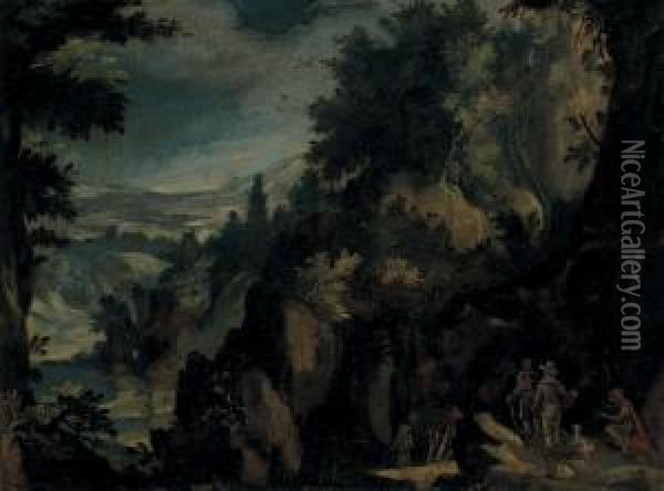 Paysage De Montagne Au Pont Oil Painting - Marten Ryckaert