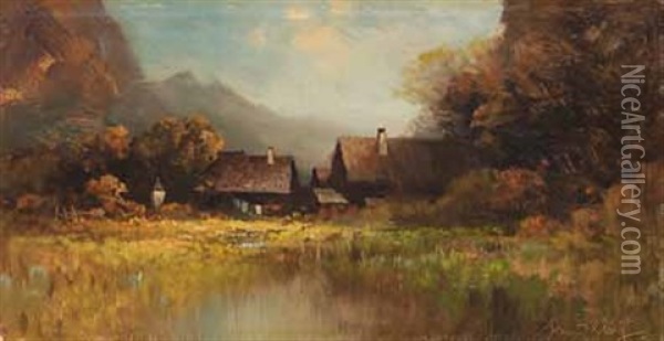 Herbstliche Landschaft Oil Painting - Oskar Mulley