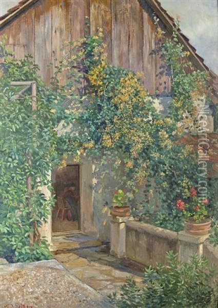 Hauseingang In Der Wachau Oil Painting - Alexander Demetrius Goltz