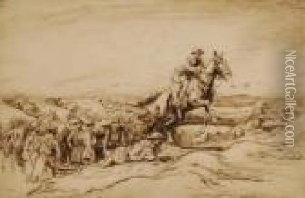 Battle Scene Oil Painting - George Soper