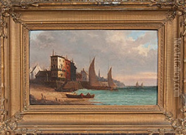 Pair Of Coastal Paintings Oil Painting - Ferdinand Bonheur