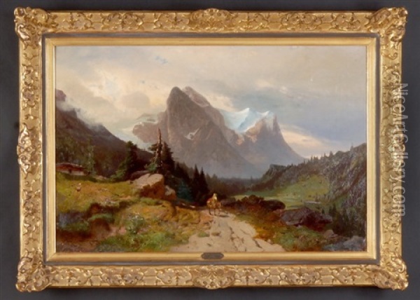 Weite Landschaft Mit Well- Und Wetterhorn Oil Painting - Friedrich Zimmermann