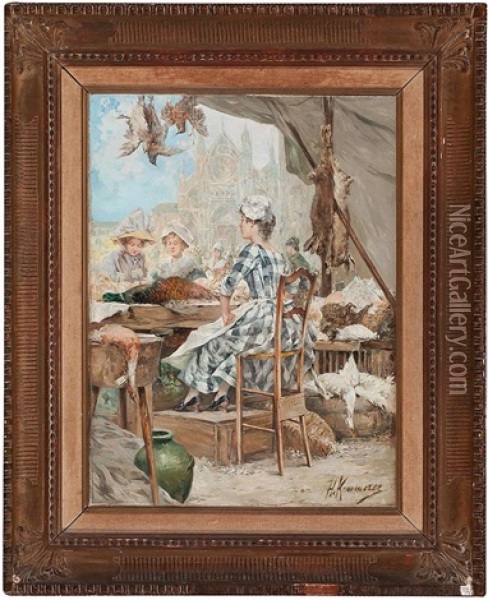 Vendedora En El Mercado Oil Painting - Frederik Hendrik Kaemmerer