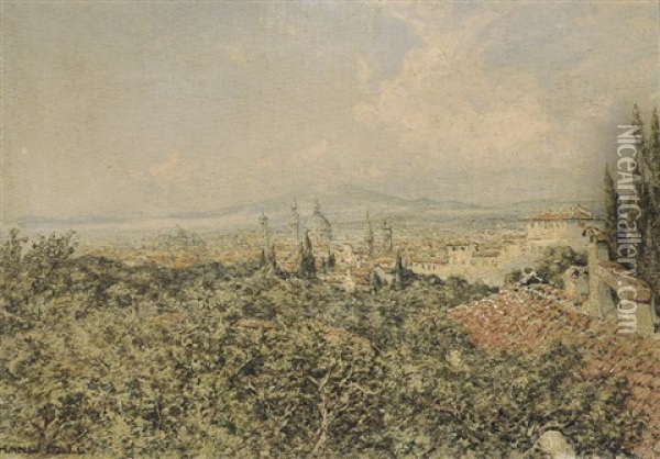 Veduta Di Firenze Oil Painting - Hans Mathias Halten Dall