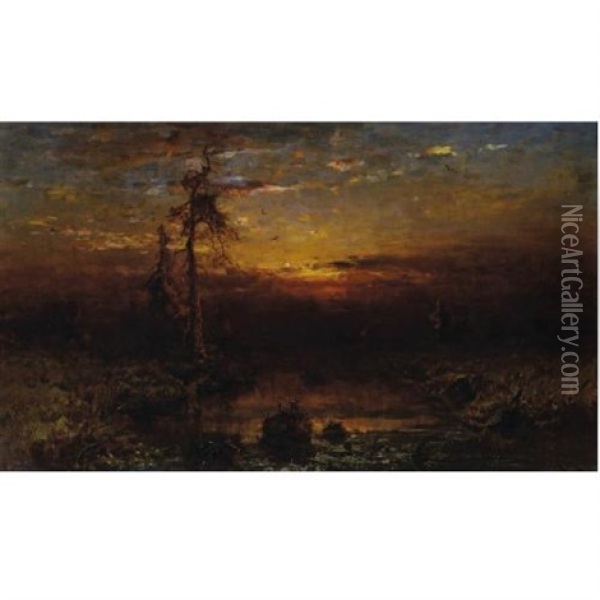 Sunset Oil Painting - Yuliy Yulevich (Julius) Klever