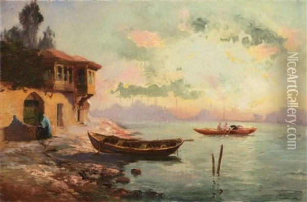 Istanbul Oil Painting - Francois Leon Prieur-Bardin