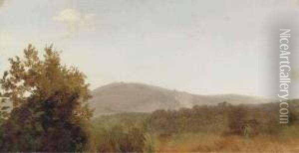 A Panoramic Landscape View Oil Painting - Giovanni-Battista Camuccini
