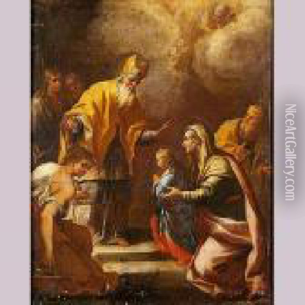 Presentacion De La Virgen En El Templo Oil Painting - Paolo di Matteis